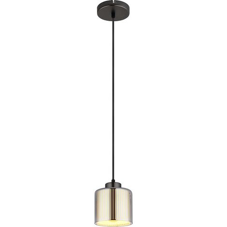 Hängeleuchte Pendelleuchte Deckenleuchte schwarz-chrom Glas opal H 120 cm