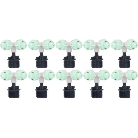 Lot de 10 micro-asperseurs à atomisation croisée pour irrigation goutte à goutte de jardin, buse de pulvérisation rafraîchissante G1/2 (1/5)