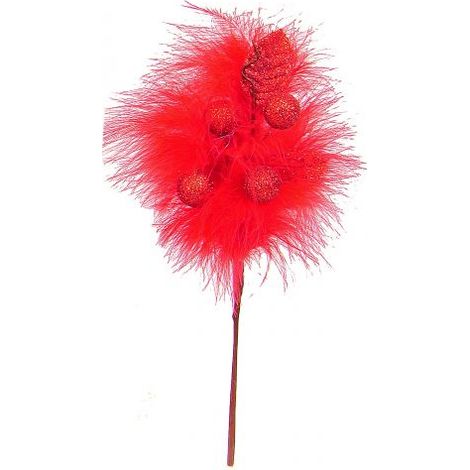 PICK BOA ROSSO SFERE E FOGLIE ALTO CM.20