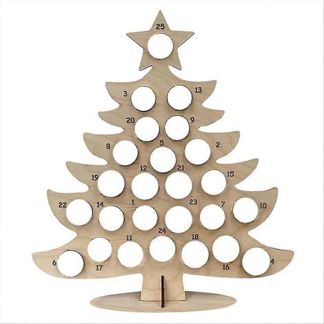 Calendrier de l'Avent en bois, compte à rebours de Noël, sapin de Noël A (1/5)