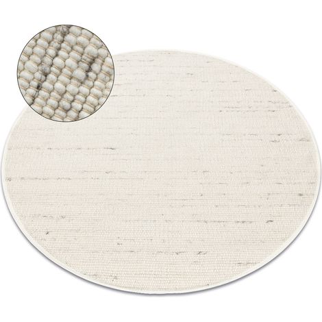 NEPAL 2100 Kreis Teppich weiß / natürlich grau – Wolle, doppelseitig, natur beige rund 120 cm