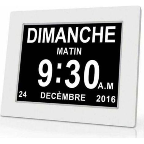 Horloge calendrier numérique One Piece 7 pouces avec date et heure, horloge Alzheimer pour parents, rappel de médicaments pour grands-parents et enfants - Blanc - 20414324mm.. (1/4)
