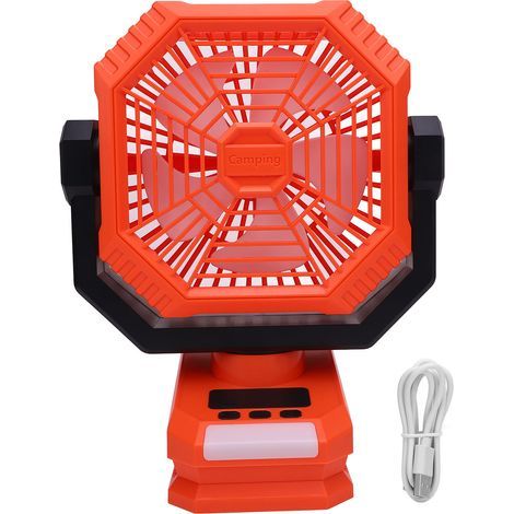 Portable Camping Fan with Light, Foldable Hook, 8000mAh Rechargeable Battery, for Tent, Outdoor Fishing, Picnic, Car (1/5)