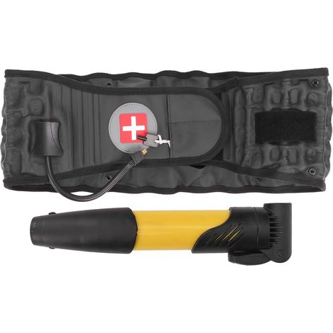 Ceinture lombaire de traction gonflable pour soulager les douleurs dorsales - Support lombaire ajustable avec pompe intégrée - Noir (1/5)