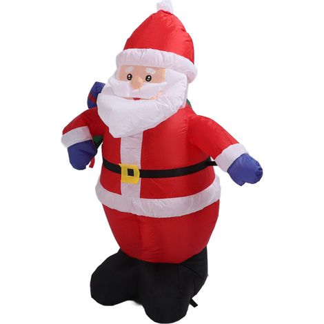3.9 ft Père Noël Gonflable avec Sac Cadeau Lumineux Décor Polyester Montage Facile Décoration de Noël Extérieur Jardin Prise EU 220V (1/5)