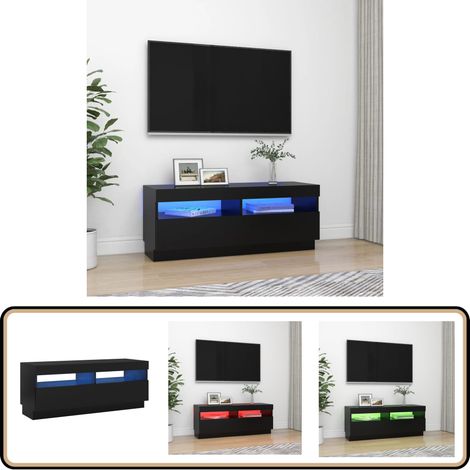 Meuble TV avec lumières LED noir 100x35x40 cm - Meuble Tv - Meuble Téléviseur - Armoire Tv - Télévision - Support Tv