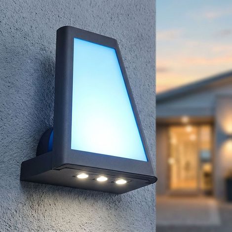 Lampada da parete LED facciata faretto da esterno filtro colore ALU antracite luce da giardino IP54 Luteq 1874SGR (1/5)