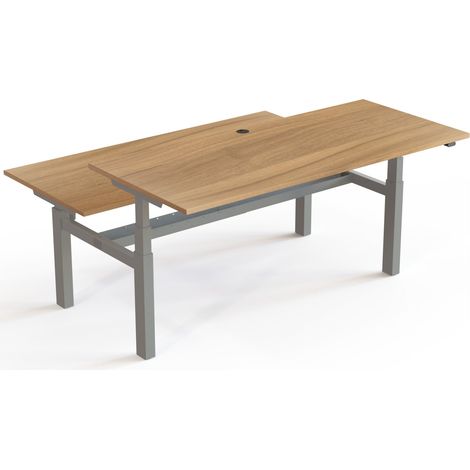 STIER Team-Schreibtisch 501-88 elektrisch höhenverstellbar 180 x 80cm Nussbaum mel. 65-125cm (1/3)
