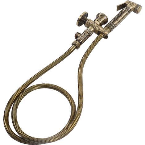 Douchette de bidet antique, filetage mâle et femelle G1/2, poignée unique, finition cuivre antique, avec robinet d'arrêt. (1/5)