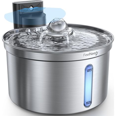 Fontaine a Eau Chat sans Fil -3,5L Fontaine à Eau pour Chats INOX [FN-W19]