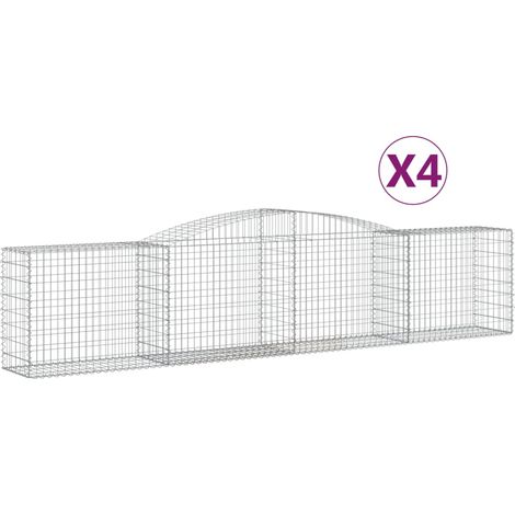 Paniers à gabions arqués 4 pcs  Mur en gabion 400x50x80/100 cm Fer galvanisé
