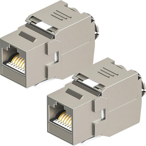 Deux modules de câble femelles Keystone RJ45 CAT 7, compatibles avec les normes CAT7, CAT6, CAT6a, LAN 10 Gbit/s, 1000 MHz, AWG 22 24 (1/5)