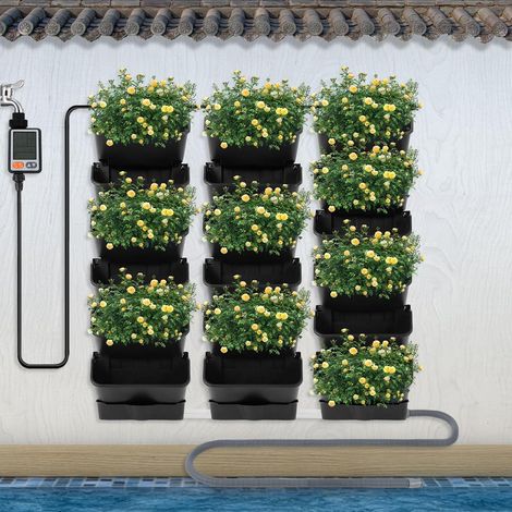 Vertikaler Garten Selbstbewässernd, Pflanzenwand Set mit 18 Töpfen & Intelligenter Timer, Automatische Bewässerung für Balkon, Terrasse & Innenraum, Inkl. Tropfsystem & Regen Sensor (1/5)