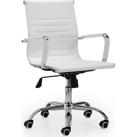 Fauteuil pivotant en simili cuir blanc Lucy (1/4)