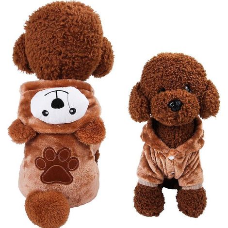 Braunbär-Overall für kleine Hunde, warmer Wintermantel für kleine und mittelgroße Haustiere (1/4)