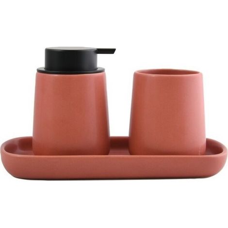 Lot de 3 accessoires de salle de bain en céramique MAONIE Terracotta mat - Lot de 3 accessoires de salle de bain en céramique MAONIE Terracotta mat (1/4)