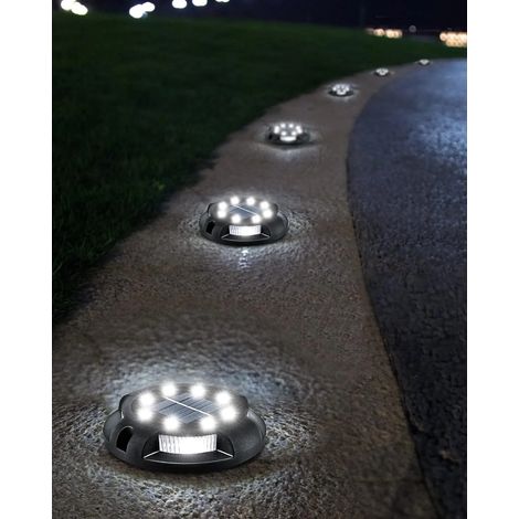 (1 pièce - 12 LED noires froides) Lampes solaires de sol pour décoration extérieure, 12 LED, étanches, compatibles avec cour, allée, pelouse, terrasse (1/5)