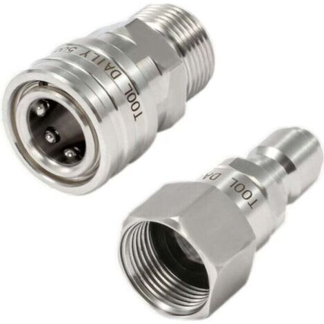Hochdruckreiniger-Adapterset mit Drehgelenk, M22 14 mm auf 3/8", Schnellanschluss, Edelstahl, für Hochdruckreiniger-Schlauch, 5000 PSI (1/4)