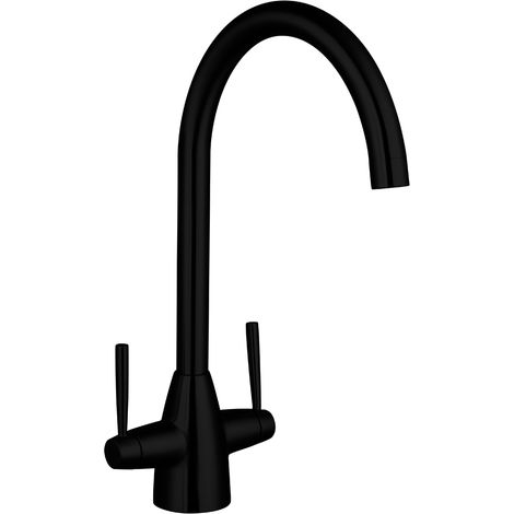 Contemporary Dual Handle Kitchen Mixer Tap, Black