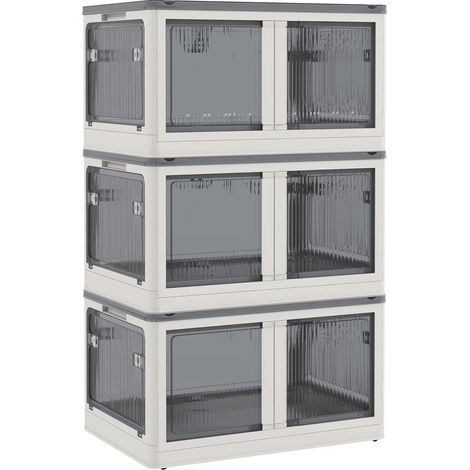 Caja de almacenaje plegable de 69 L con ruedas, acceso por 5 lados, blanca (1/5)