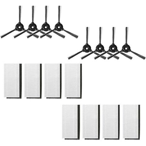 Pair Kit d'accessoires pour aspirateur robot Lefant 8 brosses latérales et 8 filtres HEPA T700 M201 M501-A/M501-B/M520 M301 T800