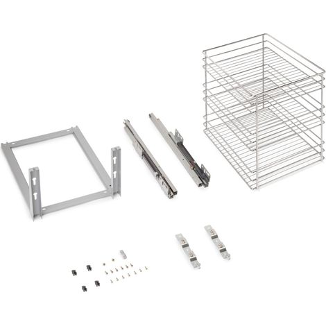 Emuca Carrello estraibile Supra con fissaggio inferiore con chiusura softt, modulo 400mm, Acciaio, Cromato