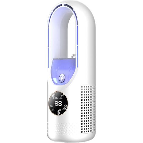 Ventilateur sans Pale, Climatiseur Portable avec Brumisateur et Port USB, Rafraîchisseur d'Air Silencieux pour Chambre, Dortoir et Bureau