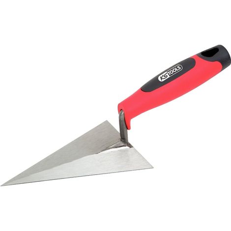 1 - Truelle triangulaire - Lame acier - Manche bi-composant - Maçonnerie et enduit - Pour professionnels et bricoleurs - Rouge - 160x80 cm
