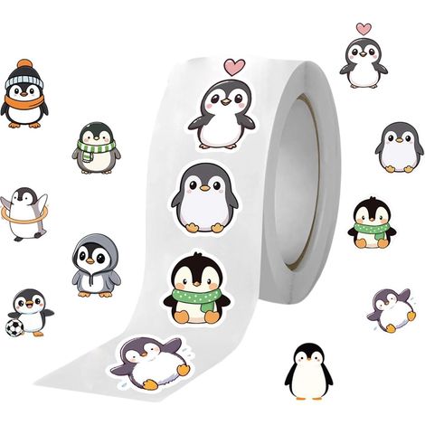 Paquete de 500 divertidas pegatinas de PVC de pingüinos (1/5)