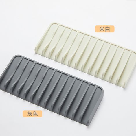 Tappetino di Scarico per Lavello Cucina, Tappetino Stretto con Scarico Inclinato, Antiscivolo e Tappetino di Scarico Allungato - Beige e Grigio 25 x 10 cm (1/5)