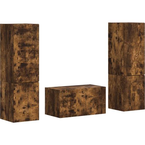 Ensemble meuble TV 5 pcs Chêne fumé Bois d'ingénierie