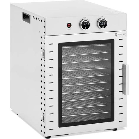Essiccatore per alimenti professionale 1.000 watt 12 ripiani 40 litri vetro temperato acciaio inox 140008888