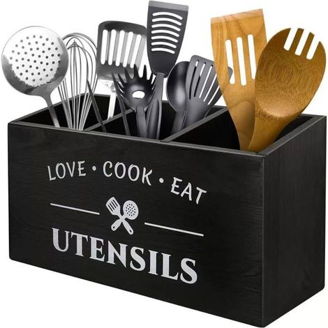 Ecleanfy - Étagère de rangement pour ustensiles de cuisine, à trois niveaux, avec trous de drainage pour un rangement catégorisé.