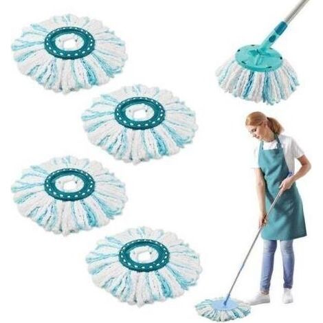 Lot de 4 Têtes de Rechange Balai Microfibres Clean Twist Disc Mop - Système de Nettoyage à 2 Fibres, Compatible avec Leifheit (1/4)