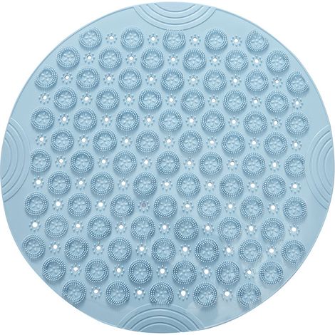 Tapis de sol rond antidérapant en PVC pour salle de bain - Bleu (1/4)