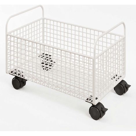 Chariot à livres mobile Openopen chariot de rangement en fil métallique avec poignées meuble de bureau latéral blanc L-mobile (1/5)