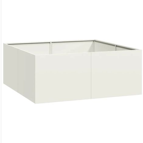 Macetero cuadrado de diseño moderno para exteriores 100 x 100 x 40 cm con base abierta en acero blanco 020051595 (1/5)