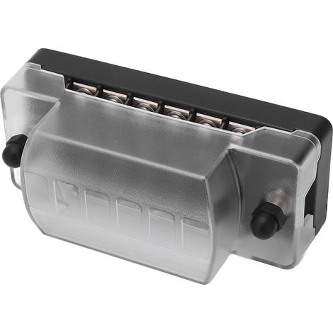 Bloc de fusibles à lames 6 voies étanche avec couvercle de protection transparent en polycarbonate pour véhicules 12V et 24V (1/5)