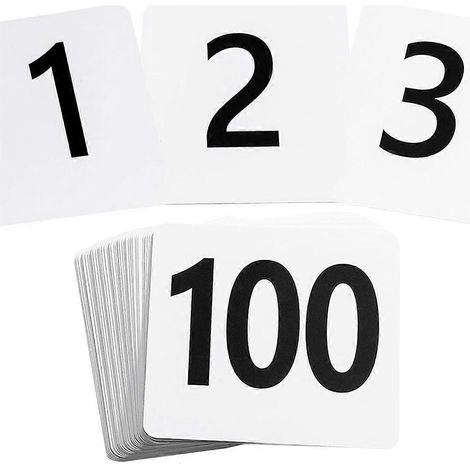 100 numéros de table de 1 à 100, en plastique, recto-verso, pour tables de mariage, de réception ou de restaurant. (1/4)