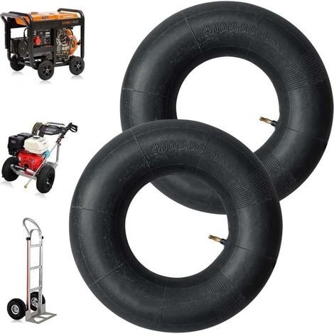 Chambre à Air 4.10/3.50-6, Lot de 2 Pneus pour Chariot à Main Chambre a Air Brouette avec Tige de Valve Chambre à air de Rechange pour Chariot De Jardin, Tondeuse à Gazon, Tube De Remplacement (1/5)
