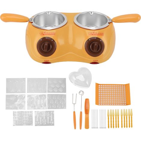 Chocolatier électrique pot de fusion inox 220‑240V avec 2 outils bain-marie, prise CN, pour fondue fromage bonbon (1/5)