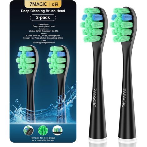 Brossettes de rechange, lot de 2, pour modèle D36 acheté avant 2026  Tête de brosse à dents électrique, nettoyage profond, poils en W de dureté moyenne, tête compacte, indicateur de remplacement (1/2)
