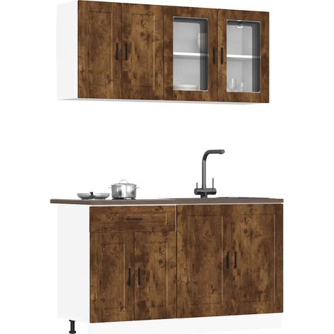 4-tlg. Küchenschrank-Set Porto Räuchereiche Holzwerkstoff