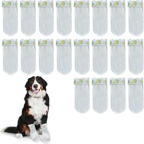 Lot de 20Chaussettes Jetables pour Chien,Chaussettes Jetables pour Chien avec Bandage Auto,Bottes de Pluie D'extérieur pour Chien (1/4)