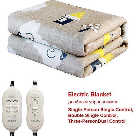 Manta eléctrica de felpa de 220 V con calefacción, doble cuerpo y doble control, ideal para invierno. Enchufe europeo. (1/5)