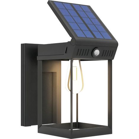 Lampe solaire d'extérieur pour jardin, résistante aux éclaboussures, avec détecteur de mouvement, 14 cm x 24 cm x 24 cm, noire