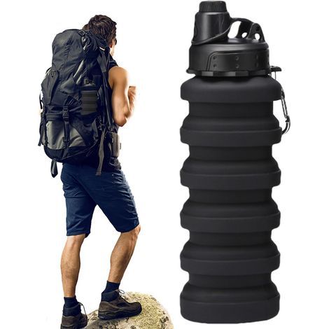 Bouteille d'eau pliante, Bouteille d'eau pliante,Bouteille d'eau de voyage en silicone - Tasse d'eau flexible réutilisable, bouteille d'eau de sport pliable avec (1/5)