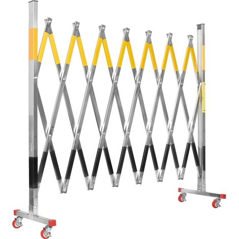 Barrière de sécurité extensible 3 m avec roulettes, clôture de sécurité portable pour contrôle temporaire de la circulation (1/5)