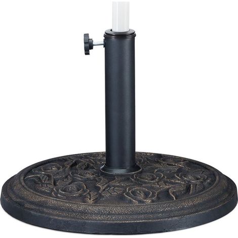 Pied de parasol noir-doré avec motif roses Support pour mâts de 35/38/48 mm Base en résine synthétique Résistant au vent (1/5)