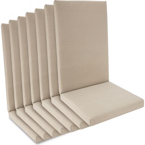 Lot de 7 coussins imperméables pour fauteuils à dossier haut, 100 x 50 x 5,5 cm, beige (1/5)